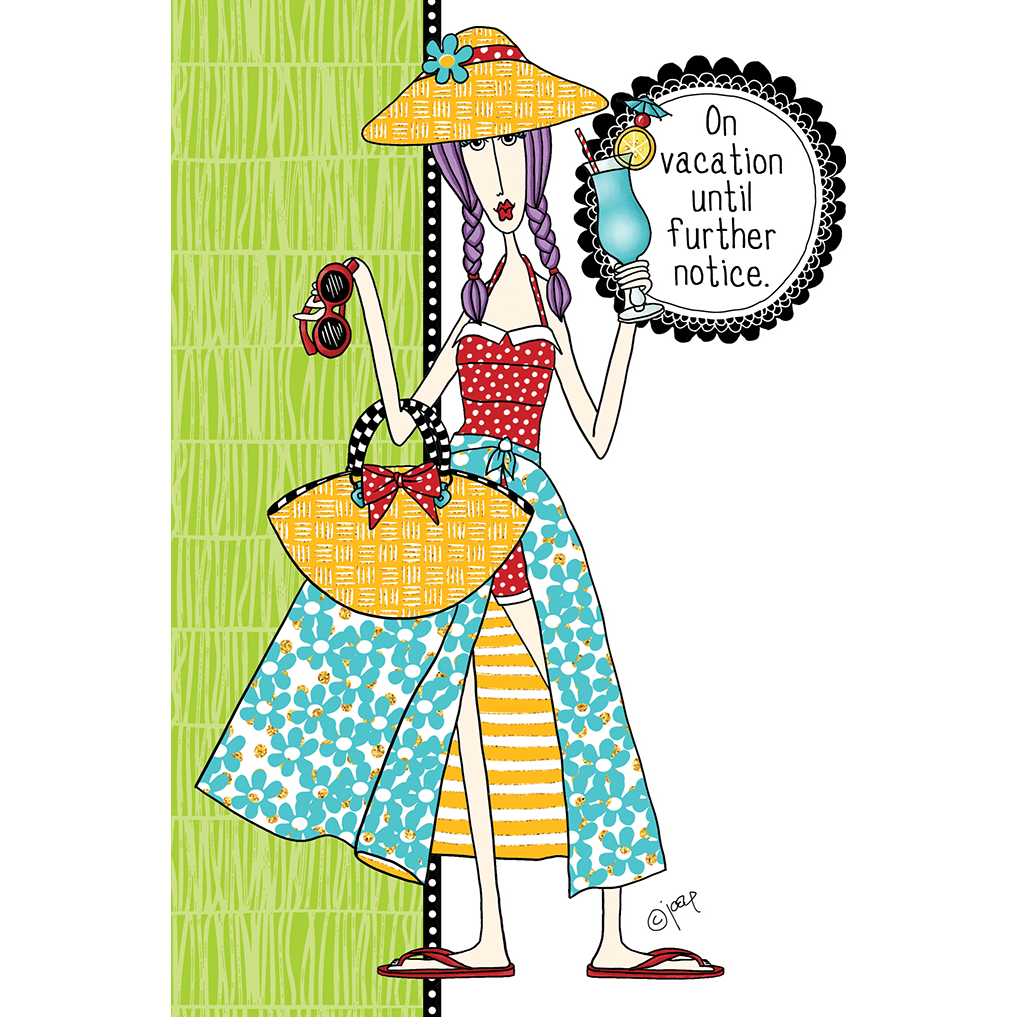 Pictura Vacation Birthday Card Dolly Mamas featuring colorful illustrated characters for celebrating birthdays and vacations.